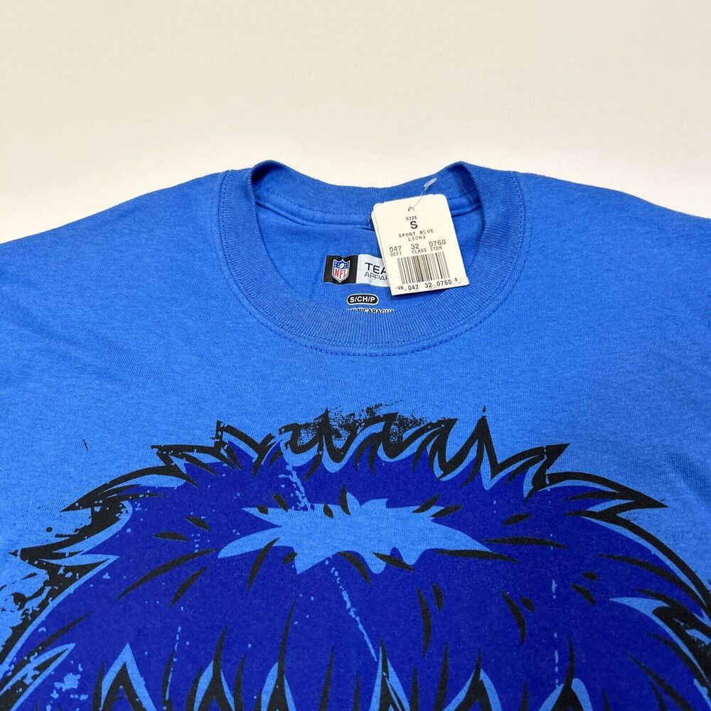 Detroit Lions Shirt Adult Small Blue NFL Football Logo Mask Tee Men - Picture 6 of 12